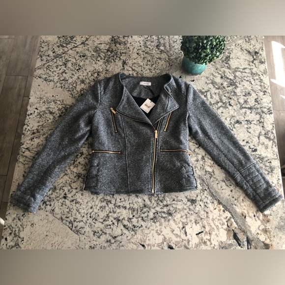 Calvin Klein NWT Zip Front Gray Jacket with Gold Zippered Front Size Small - Picture 14 of 16
